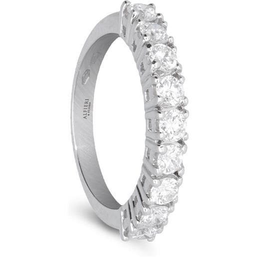 ALFIERI & ST. JOHN anello veretta 9 pietre alfieri & st john in oro bianco con diamanti ct 1,02 colore g purezza vs. Misura 14,5. 