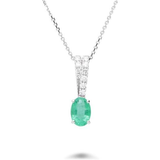 ALFIERI & ST. JOHN collana con pendente con diamanti e smeraldo ct. 0,60