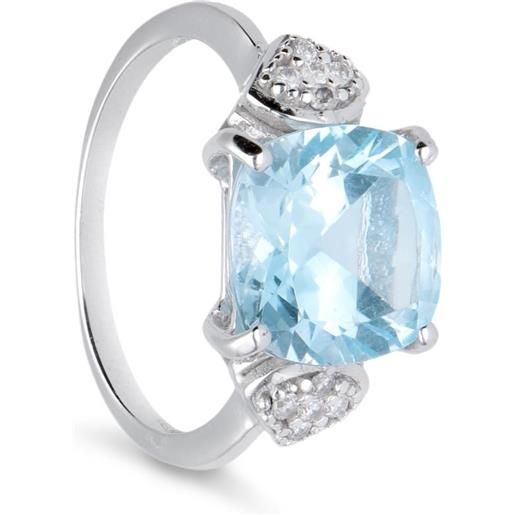 ALFIERI & ST. JOHN anello in oro bianco con topazio azzurro e diamanti