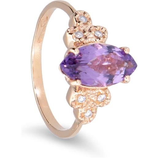 ALFIERI & ST. JOHN anello in oro rosa con ametista e diamanti