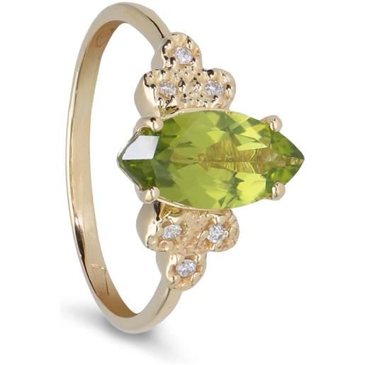 ALFIERI & ST. JOHN anello in oro giallo con peridoto e diamanti