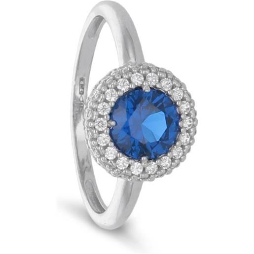 ORO&CO anello in oro con zirconi e pietra blu