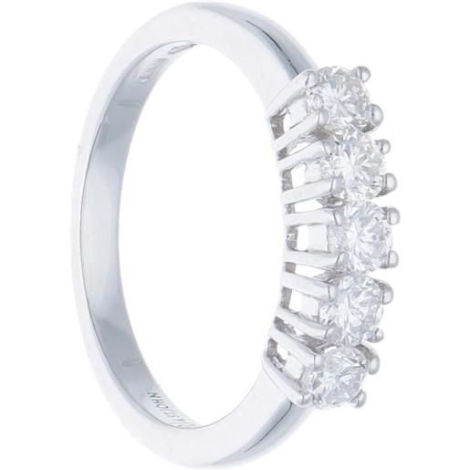 ALFIERI & ST. JOHN anello veretta alfieri & st. John 5 pietre in oro bianco con diamanti ct. 1,39, colore g, purezza si1. Misura13. 
