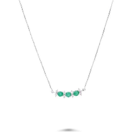 LUXURY MILANO collana con pendente con diamanti e smeraldi ct. 0,45