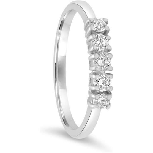 ALFIERI & ST. JOHN anello veretta alfieri & st. John 5 pietre in oro bianco con diamanti ct. 0,45, colore g, purezza si1. Misura 11. 