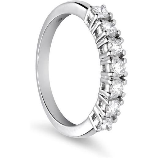 ALFIERI & ST. JOHN anello veretta alfieri & st. John 7 pietre in oro bianco con diamanti ct. 0,70, colore g, purezza si1. Misura 14,5. 