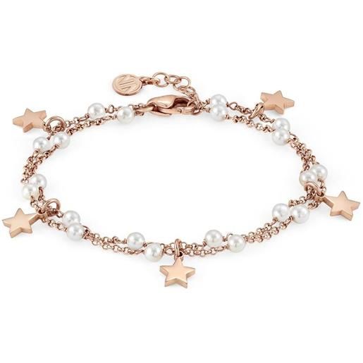 NOMINATION bracciale in acciaio e argento con perle e ciondoli stella
