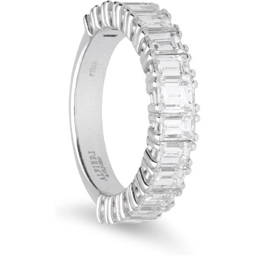 ALFIERI & ST. JOHN anello veretta 15 pietre alfieri & st john in oro bianco con diamanti taglio smeraldo ct. 2,62. Misura 12