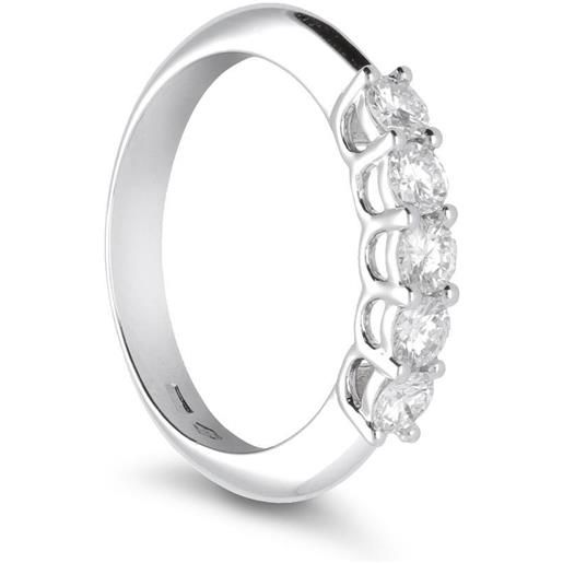 ALFIERI & ST. JOHN anello veretta 5 pietre alfieri&st john in oro bianco con diamanti ct 0,58 colore g purezza si1 misura 13