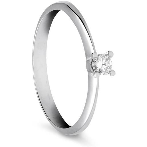 ALFIERI & ST. JOHN anello solitario alfieri & st. John in oro bianco con diamante ct 0,11, colore g, purezza si1. Misura 13.5