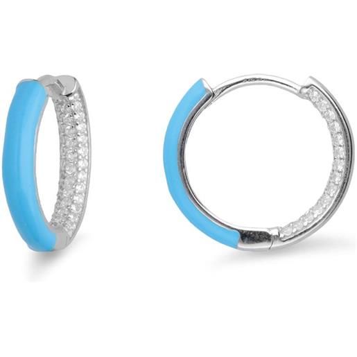 ORO&CO 925 orecchini a cerchio in argento e smalto blu