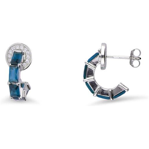 ORO&CO 925 orecchini a cerchio in argento e pietre blu