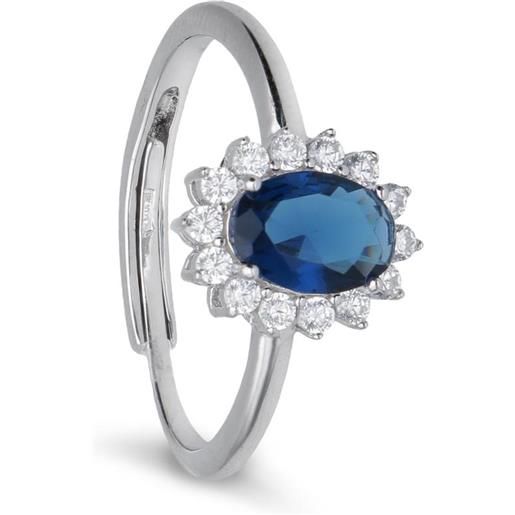 ORO&CO 925 anello donna in argento con pietra blu e zirconi