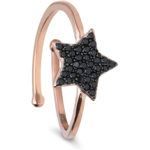 ORO&CO 925 anello in argento rosato con stella e zirconi