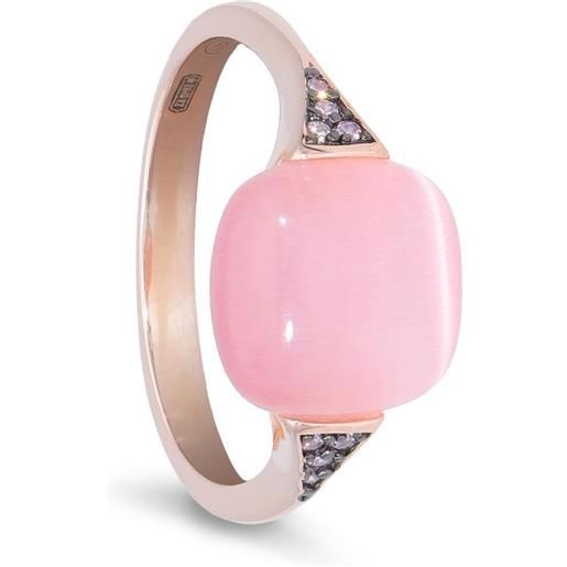 ORO&CO 925 anello in argento rosato con pietre rosa e zirconi