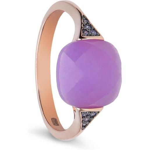 ORO&CO 925 anello in argento rosato con pietra viola e zirconi