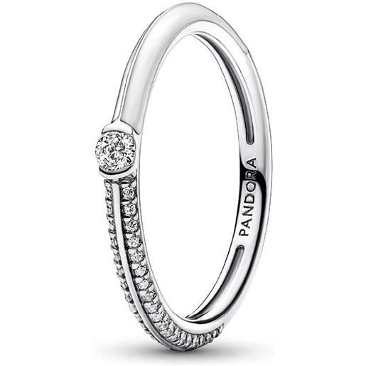 PANDORA anello in argento con zirocni bianchi
