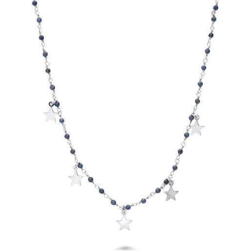 ORO&CO 925 collana in argento con stelle e pietre blu