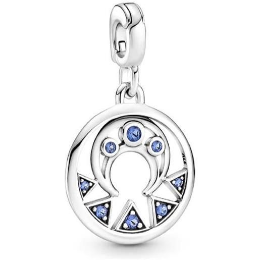 PANDORA charm pendente medallion moon power in argento con luna e cristalli blu