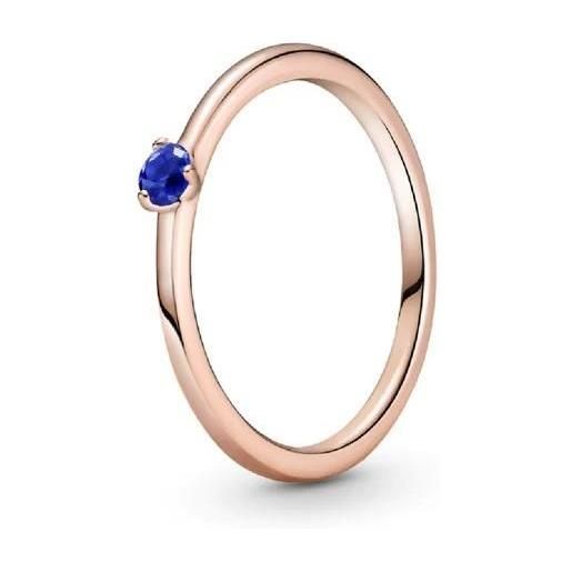 PANDORA anello solitario colours in lega metallica placcata oro rosa 14kt con zircone blu