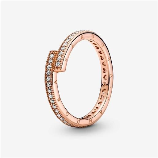 PANDORA anello spirale luminosa in lega metallica placcata oro rosa 14kt con zirconi