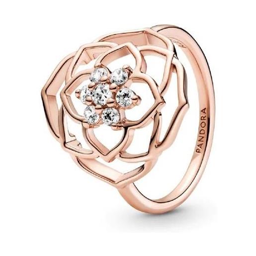 PANDORA anello timeless in lega metallica placcata oro rosa 14kt con zirconi