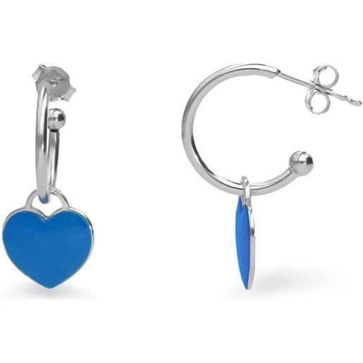 ALFIERI & ST. JOHN 925 orecchini a cerchio in argento con cuore blu