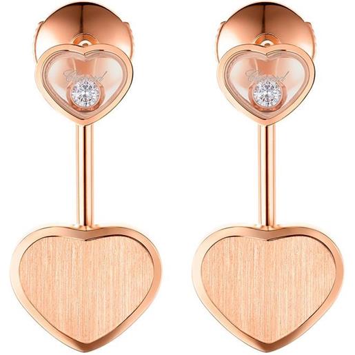 CHOPARD orecchini pendenti happy hearts cuore in oro rosa con diamanti