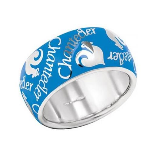 CHANTECLER anello a fascia et voilà in argento smalto azzurro