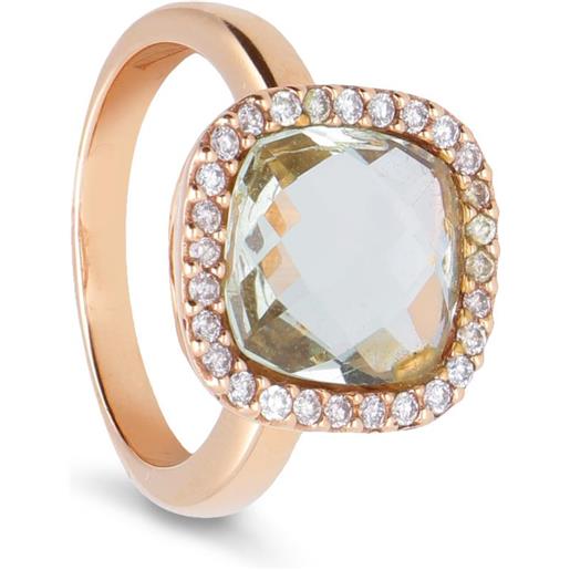 STANOPPI anello in oro con prasiolite e diamanti ct 0.35
