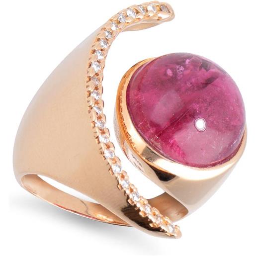 STANOPPI anello in oro con tormalina rosa e diamanti ct 0.22