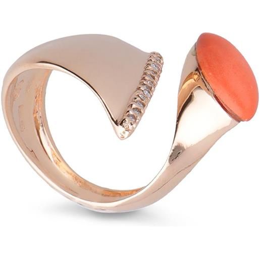 STANOPPI anello in oro con corallo e diamanti ct 0.09