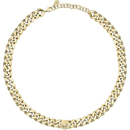 CHIARA FERRAGNI collana collezione bossy chain in metallo con zirconi bianchi misura 42cm