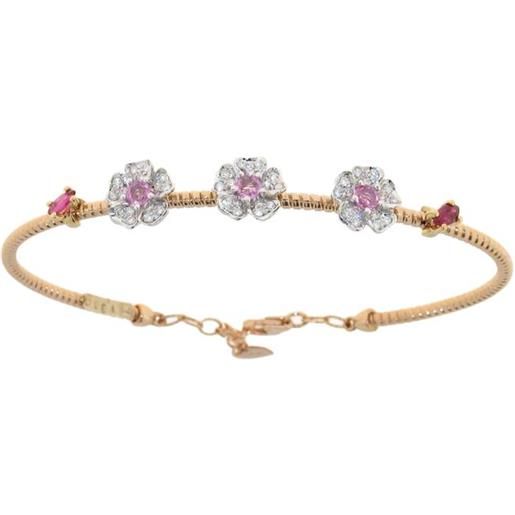 GOLD ART bracciale in oro rosa e oro bianco con zaffiro rosa, rubini e diamanti