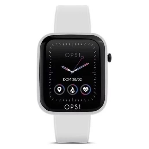 OPS orologio smartwatch active cassa 43mmx38mm con cinturino in silicone bianco