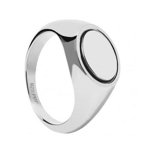 PDPAOLA anello essentials stamp in argento con base piatta ovale