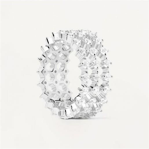 PDPAOLA anello a fascia essentials dumbo in argento con zirconi