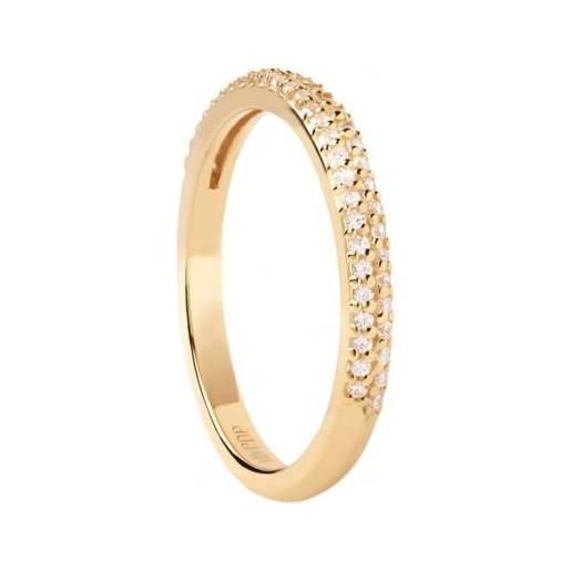 PDPAOLA anello essentials tiara in argento con finitura in oro 18kt e zirconi