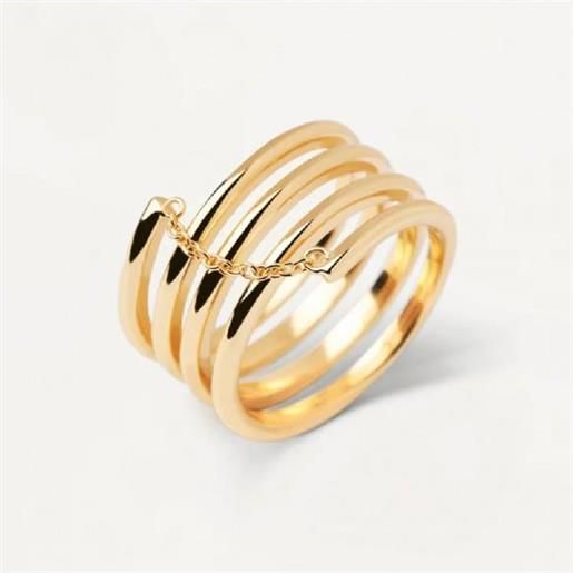 PDPAOLA anello a quattro fasce essentials spring in argento con finitura dorata