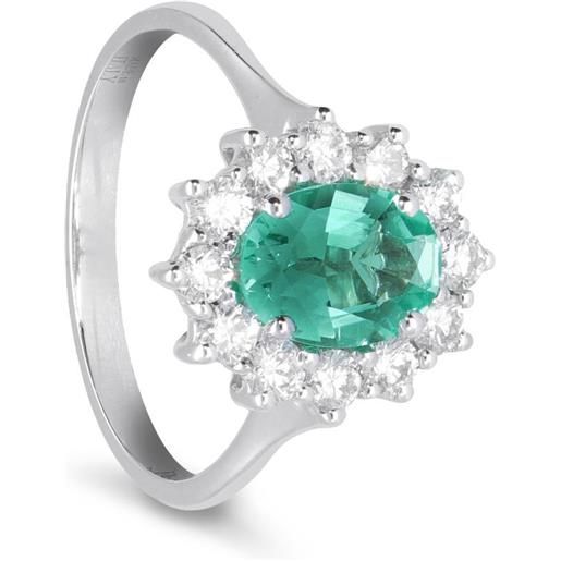 LUXURY MILANO anello con smeraldo ct. 1,20 e diamanti ct. 0,63