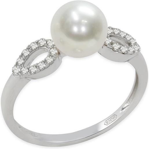 MAYUMI anello in or con diamanti ct. 0,14 e perla akoya