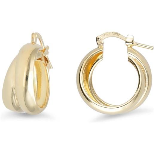 LUXURY MILANO orecchini doppio cerchio bombati collezione hula hoop in argento giallo 925