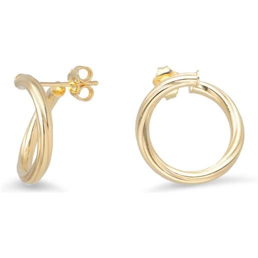 LUXURY MILANO orecchini a cerchio torchon collezione hula hoop in argento giallo 925