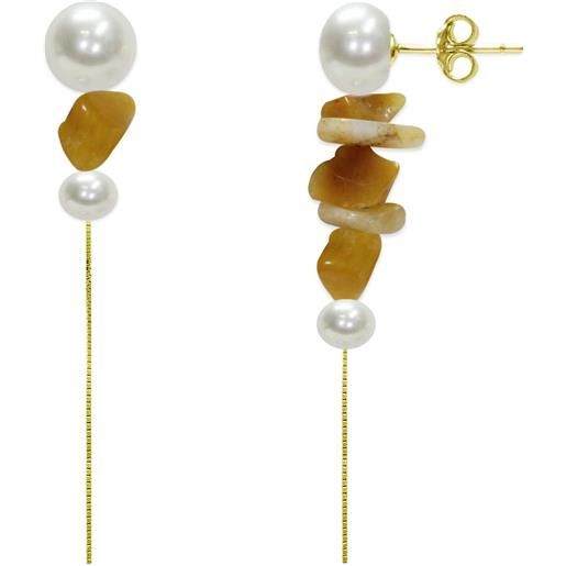 MAYUMI orecchini pendenti con giada e perle