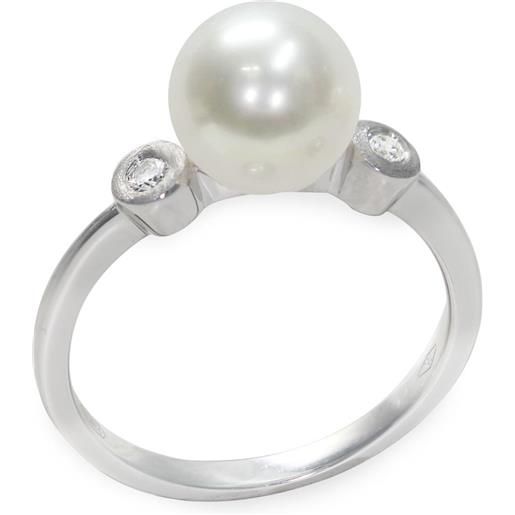 MAYUMI anello in oro con perla akoya e diamante ct. 0,07