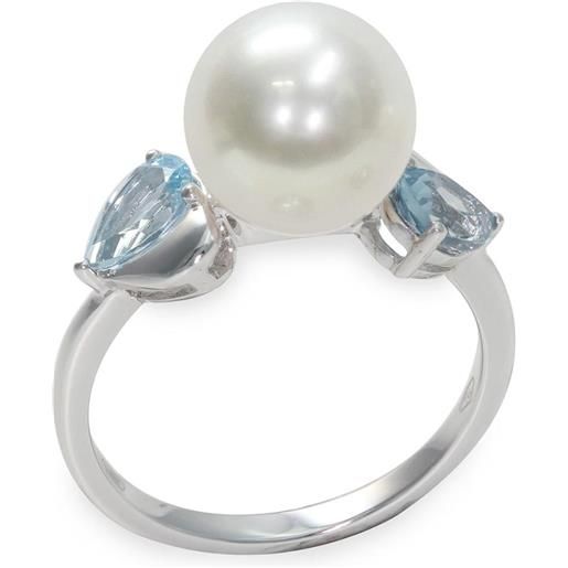 MAYUMI anello in oro e topazio azzurro con perla