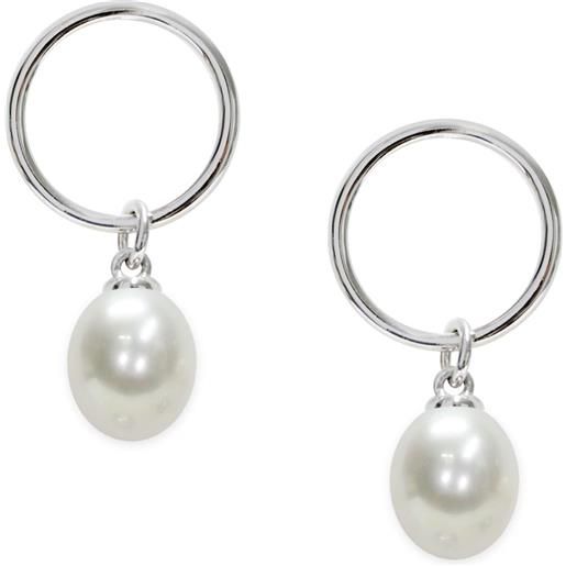 MAYUMI orecchini a cerchio in argento con perla a goccia