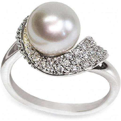 MAYUMI anello in oro con pave di diamanti ct. 0,23 e perla