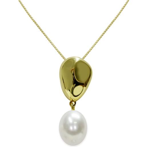 MAYUMI collana in argento dorato con pendente perla piena perlagione