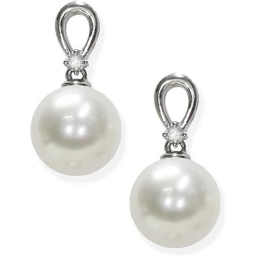 MAYUMI orecchini pendenti in oro bianco 18kt con perla akoya e diamanti